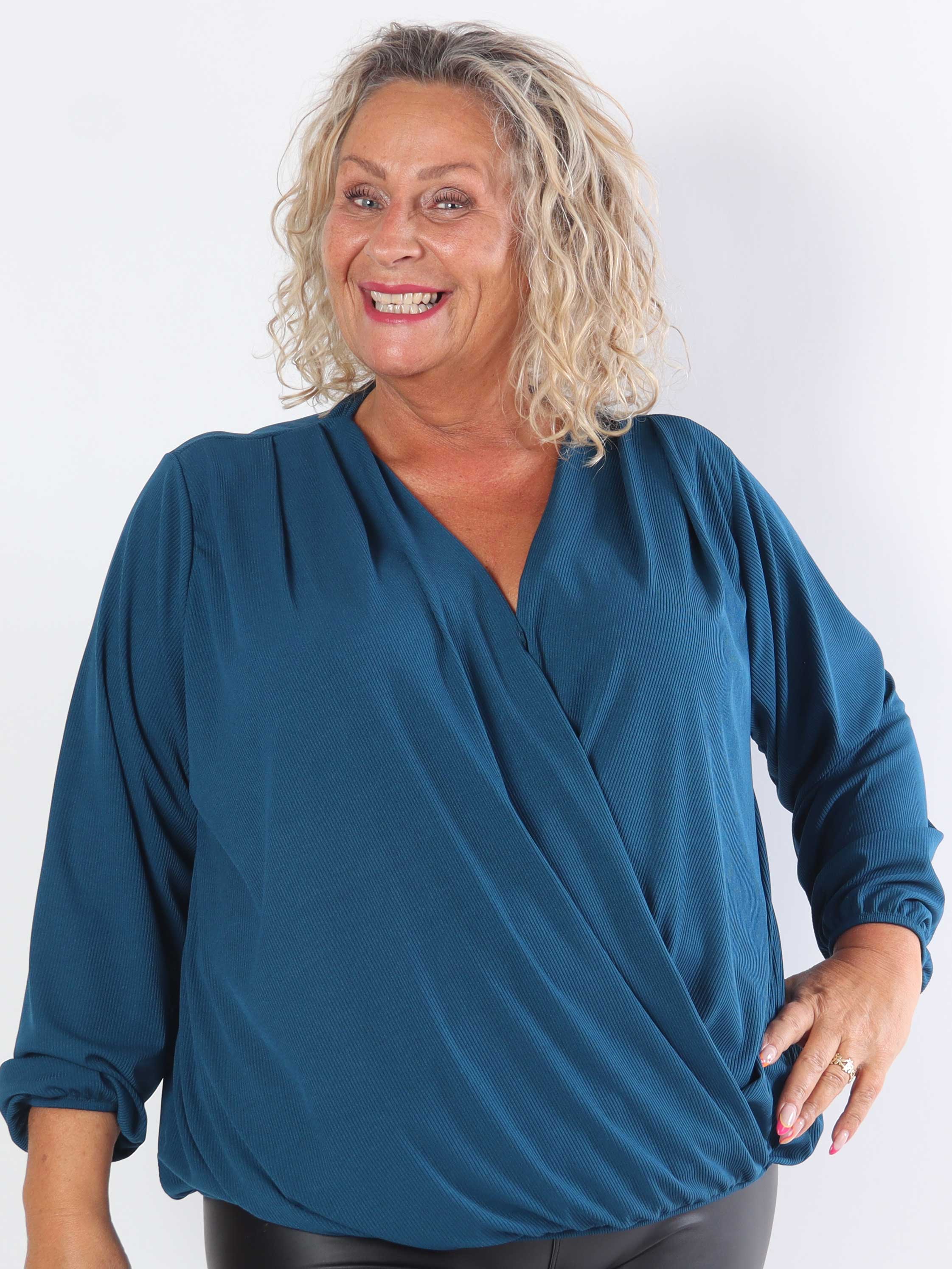 Naomi - Ribbet plus size tunika med elastik